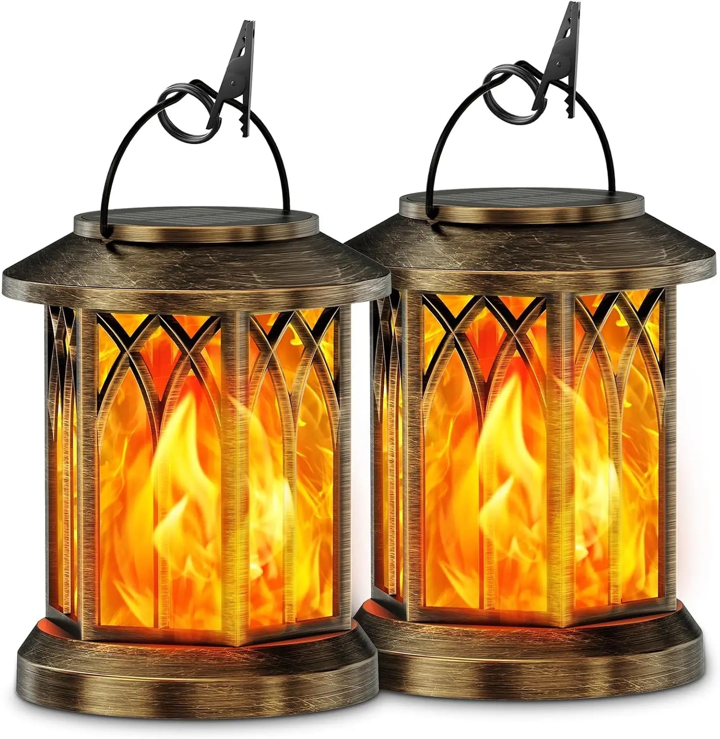 Waterproof Solar Flickering Flame Lantern For Outdoor Yard And Patio