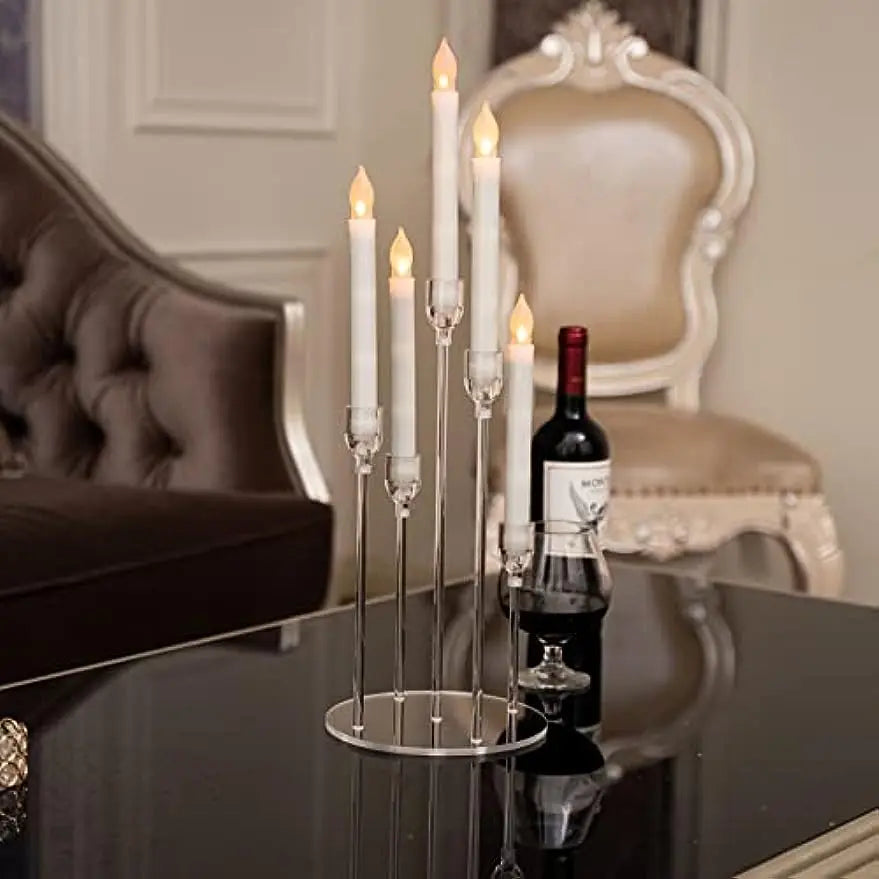10pcs Acrylic 5 Arms Candle Holder Transparent Candelabra Table Centerpieces Wedding Living Room Home Holiday Decoration