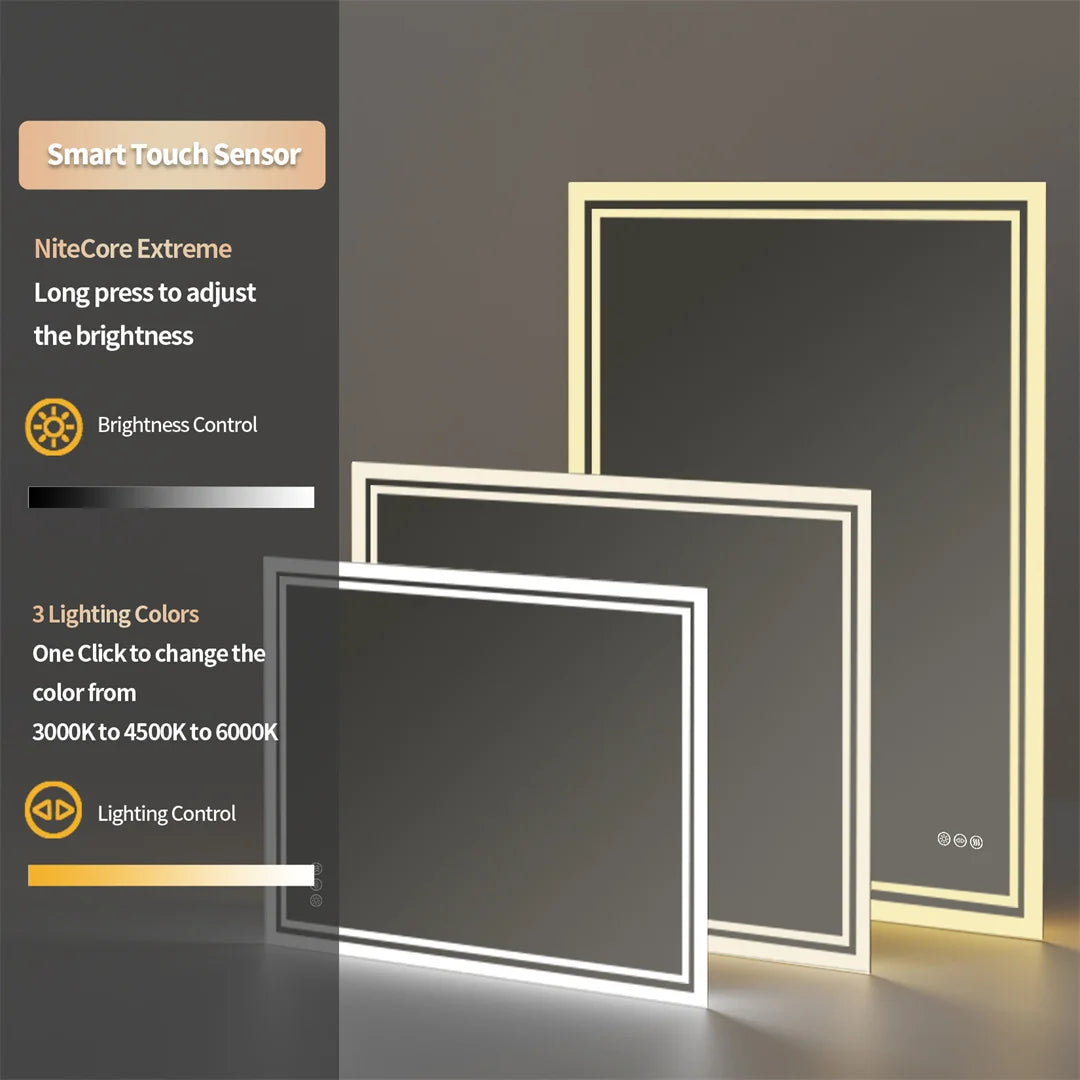 LUVODI Illuminated Backlit Defog Wall Mounted Bathroom Mirror