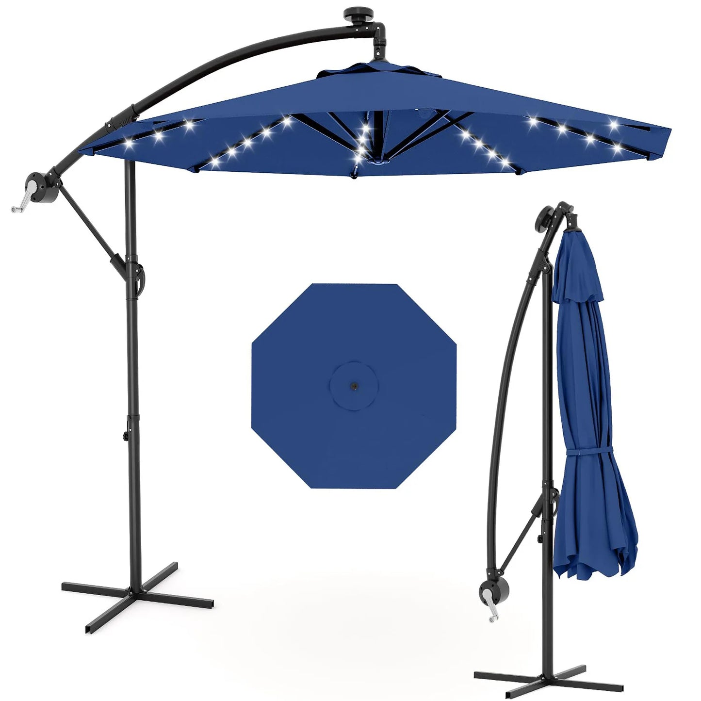 HiMISS Offset Patio Umbrella With Solar LED Lights