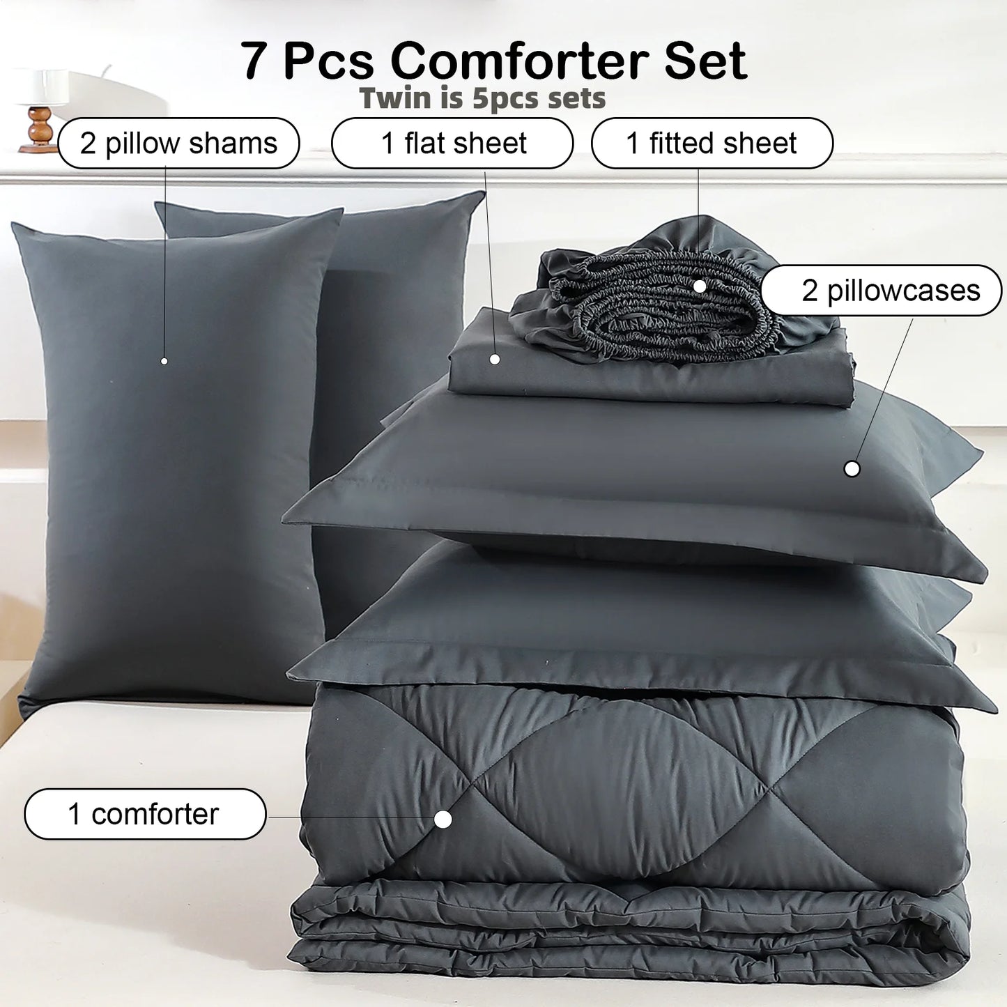 EasYum Bedding Set With Comforter Sheets Pillowcases