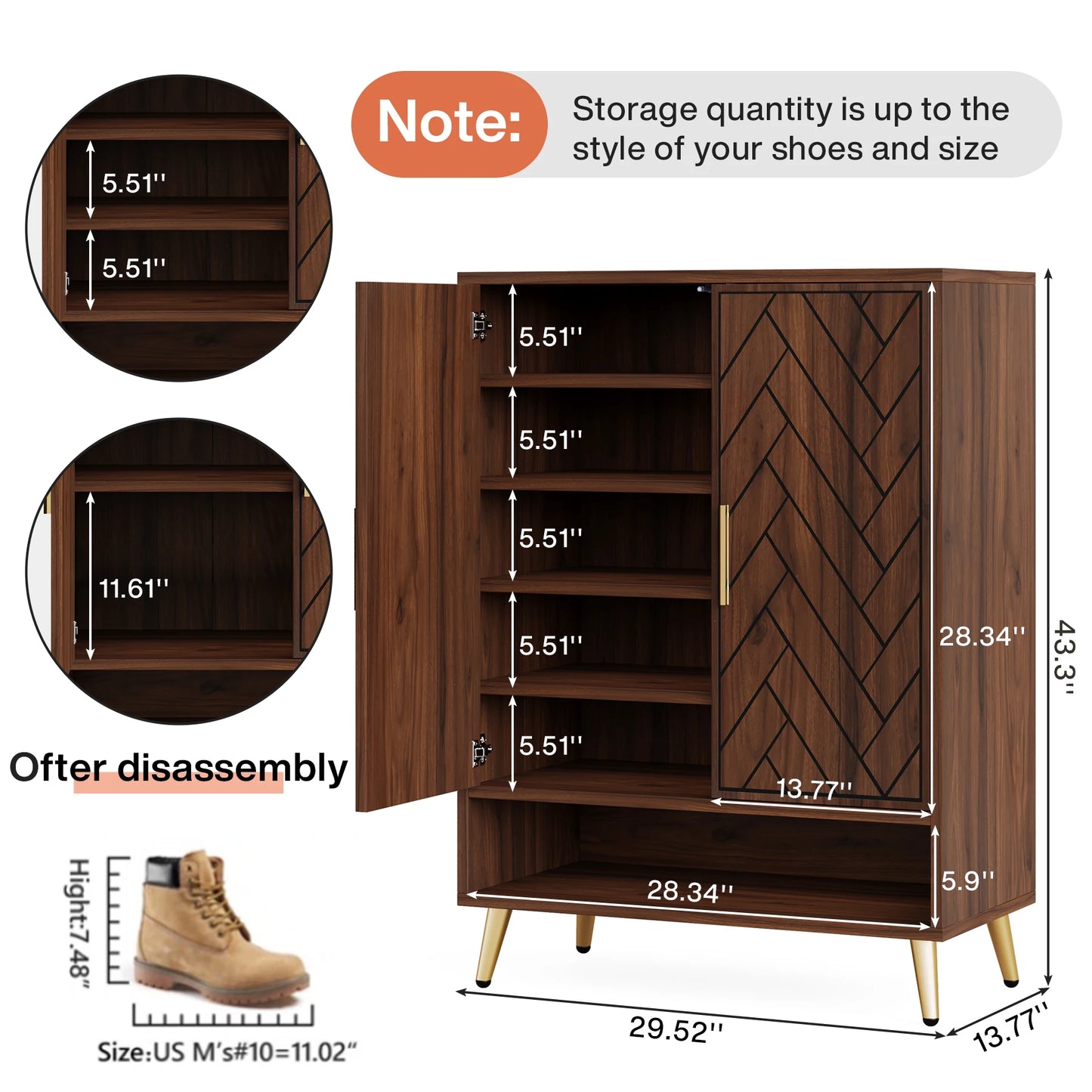 Tribesigns Six Tier Shoe Cabinet With Doors