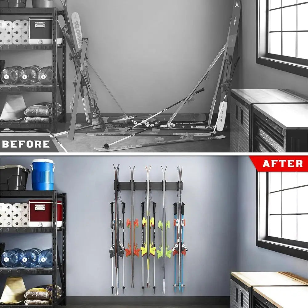 Wall Mounted Ski Rack And Storage Organizer Holds 300 Lbs