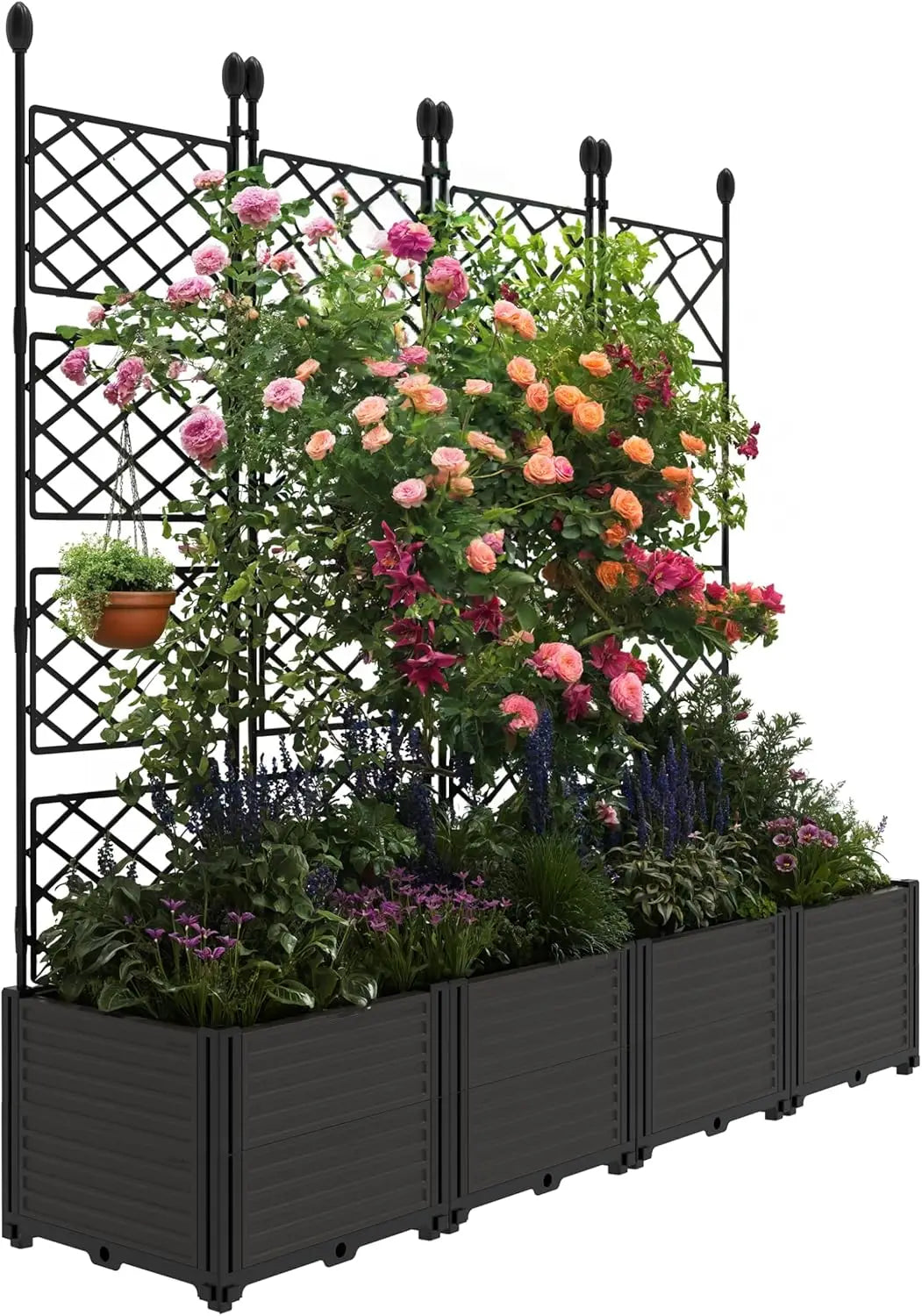 TWISTER.CK Plastic Planter Box With Trellis Rack