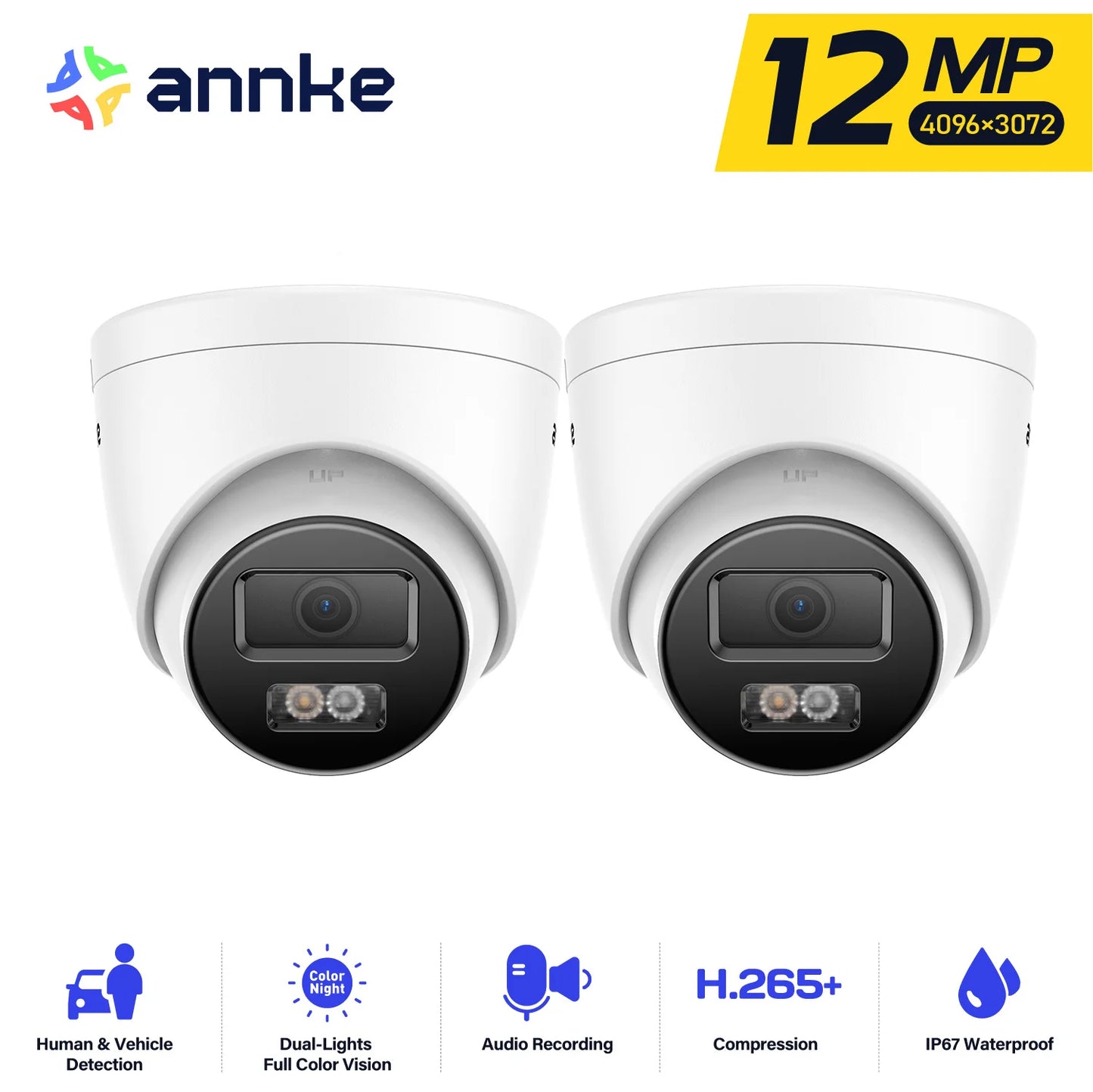 Annke 12MP Outdoor PoE Security Camera Featuring Night Vision Microphone