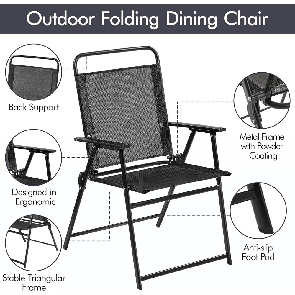 XMSJ 2 Piece Folding Outdoor Chairs With Cushions Carry Handle