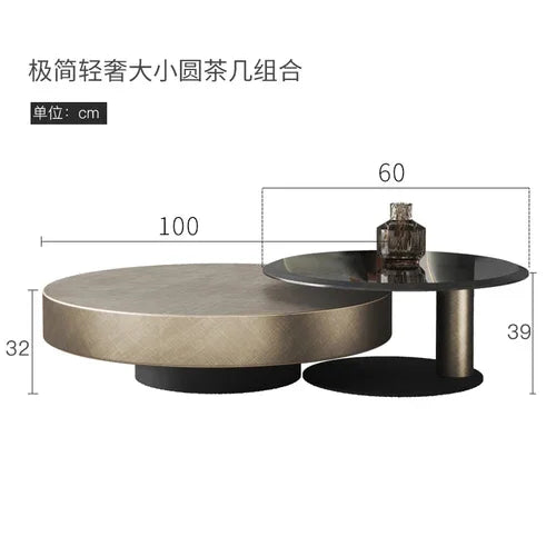 QWC Modern Round Metal Coffee Table for Living Room