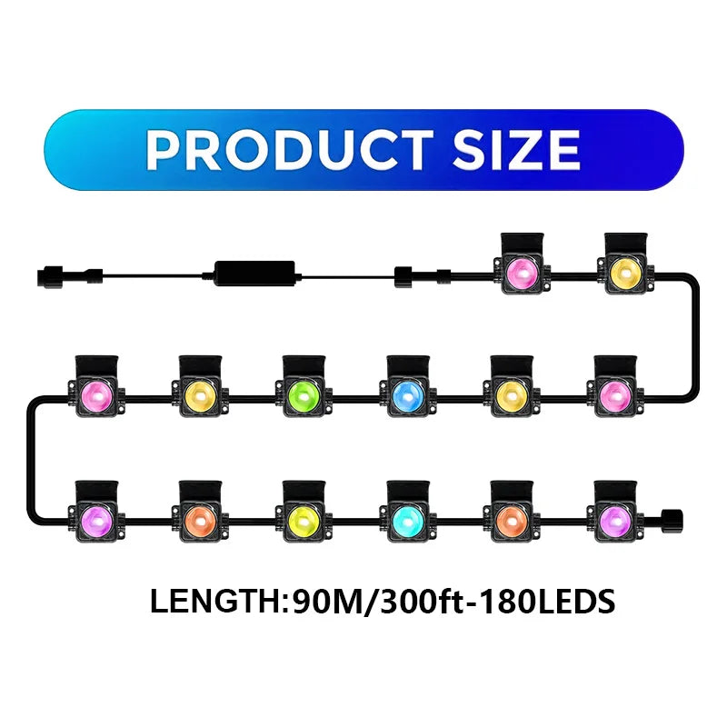 Outdoor RGB LED String Lights IP67 Waterproof Eave Decor