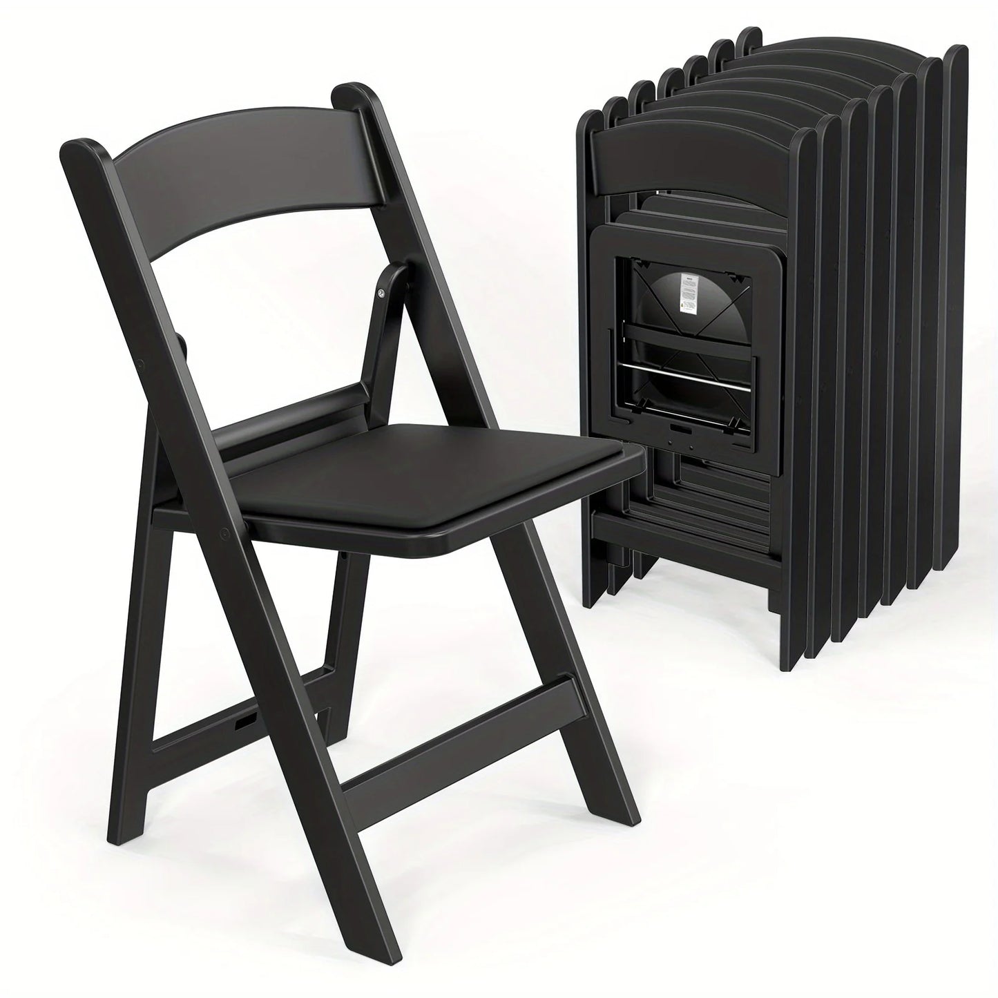 BONNLO Resin Folding Chairs With Cushioned Seats Durable