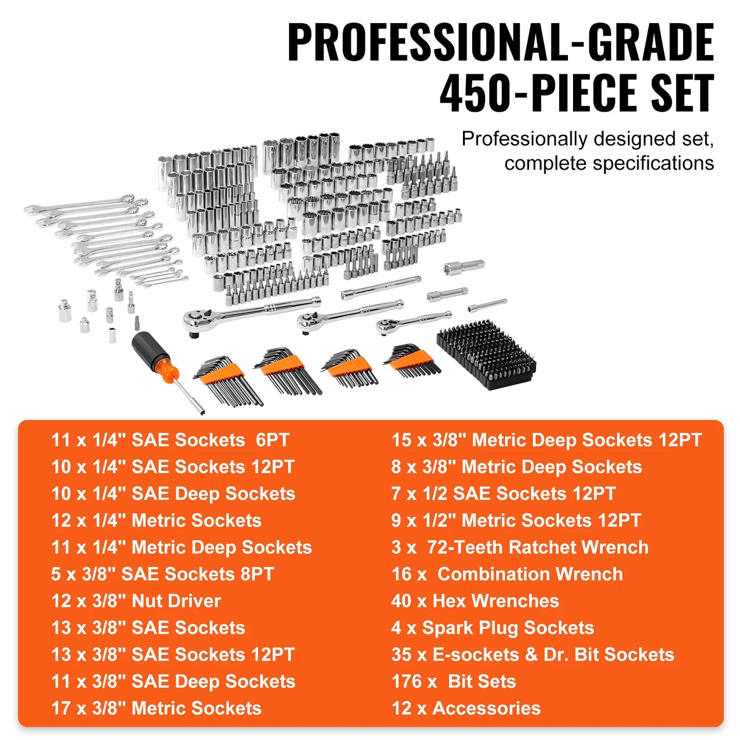 SucceBuy Mechanics Tool Set And Socket Kit 450 Pieces