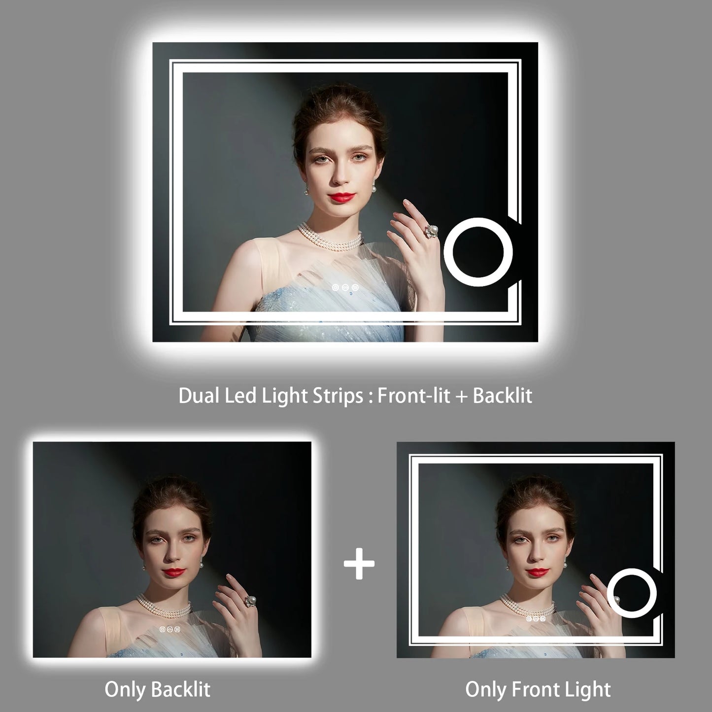 Smart LED Bathroom Mirror With 3X Magnifier And Backlit