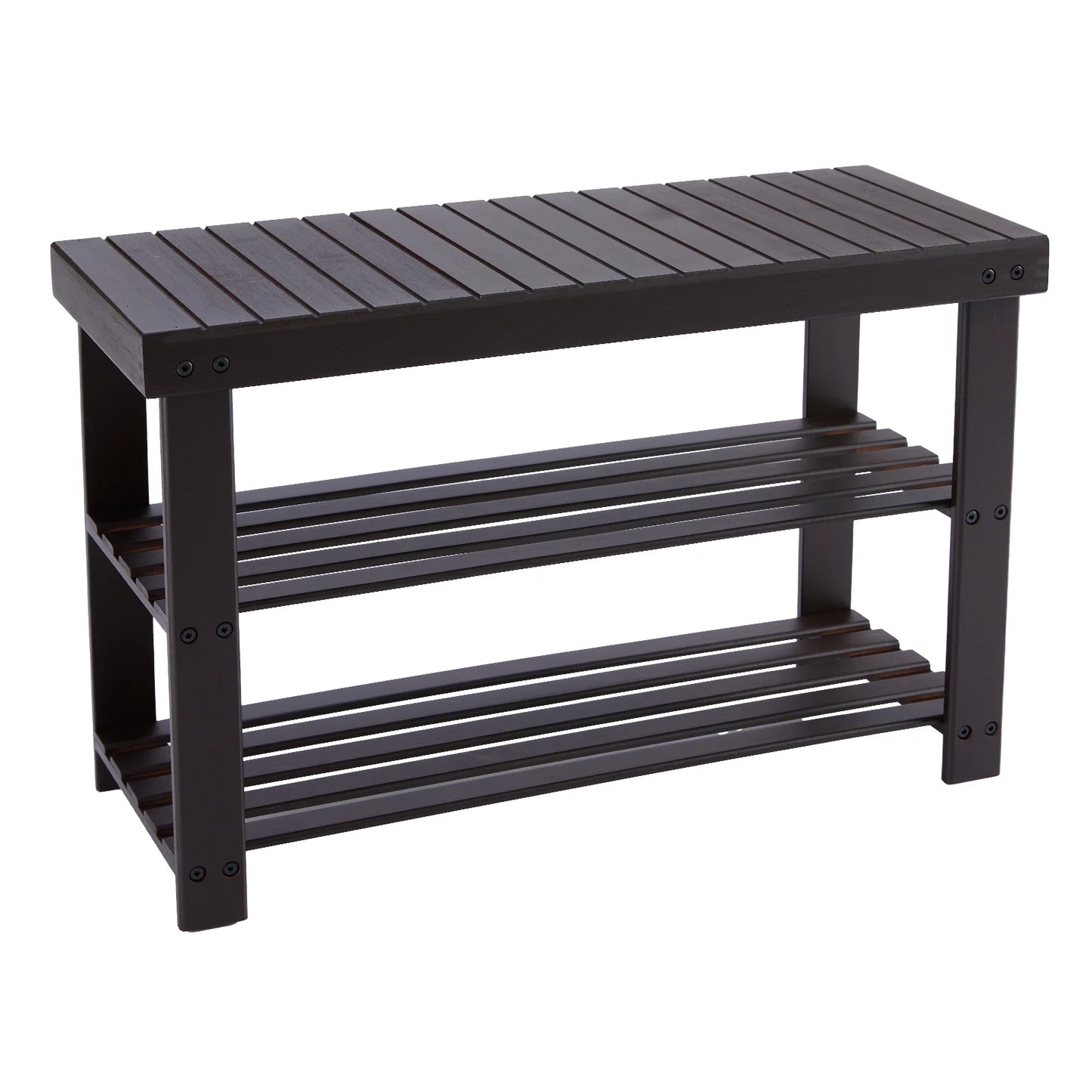 JHK 3-Tier Bamboo Entryway Benches Living Room Shoe Rack Bench Holds Up to 286 lb Storage Organizer for Bedroom Balcony