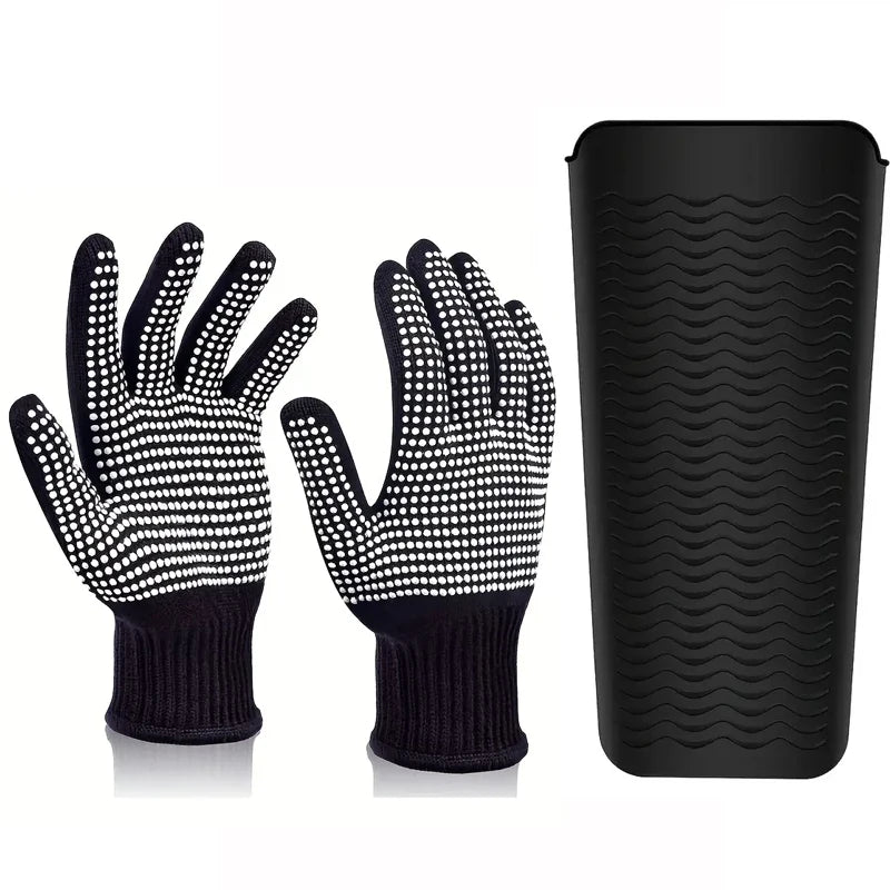 1 Pair Barbecue Anti-scald Gloves Heat Resistant BBQ Oven Gloves Kitchen Fireproof Anti-slip Gloves For Kitchen, Grill, Camping
