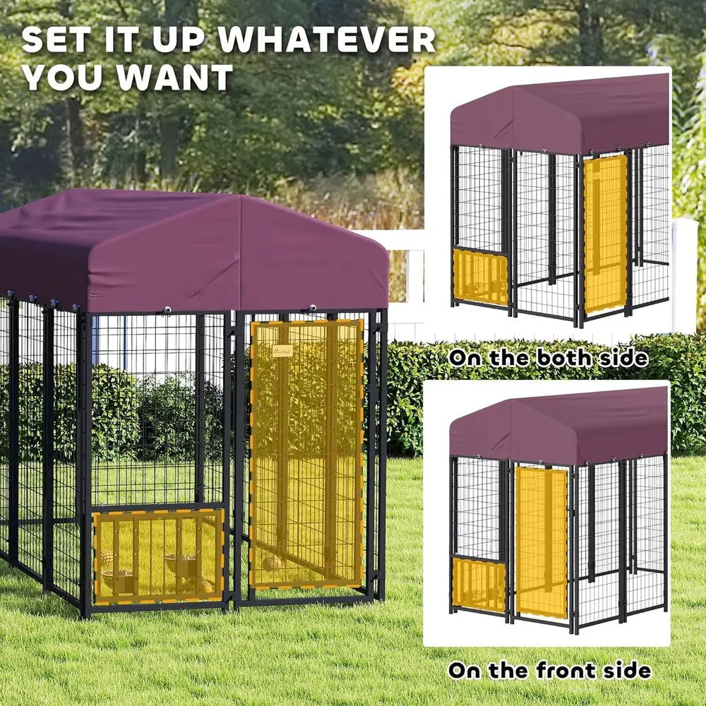 Heavy Duty Outdoor Dog Kennel With Roof And Adjustable Bowls