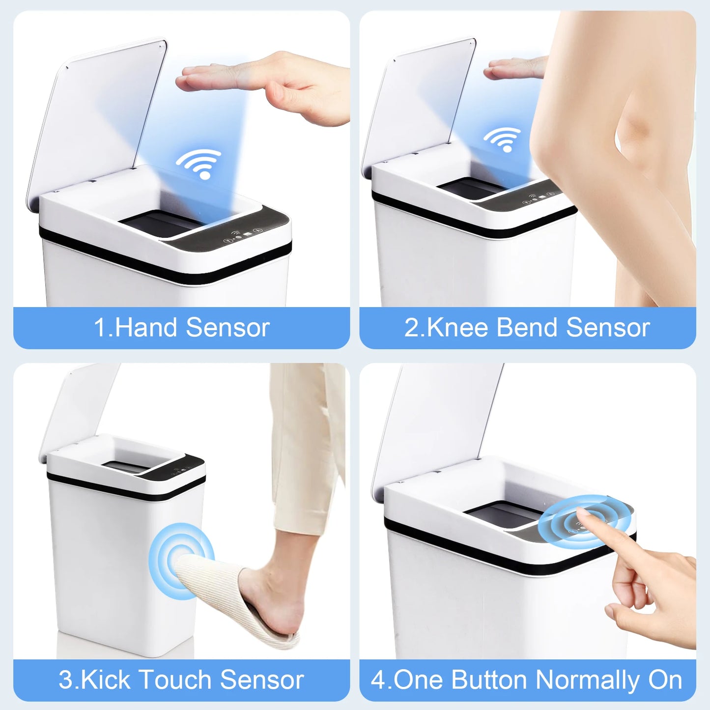 2 Pack 12L Touchless Bathroom Trash Cans With Sensor Lid