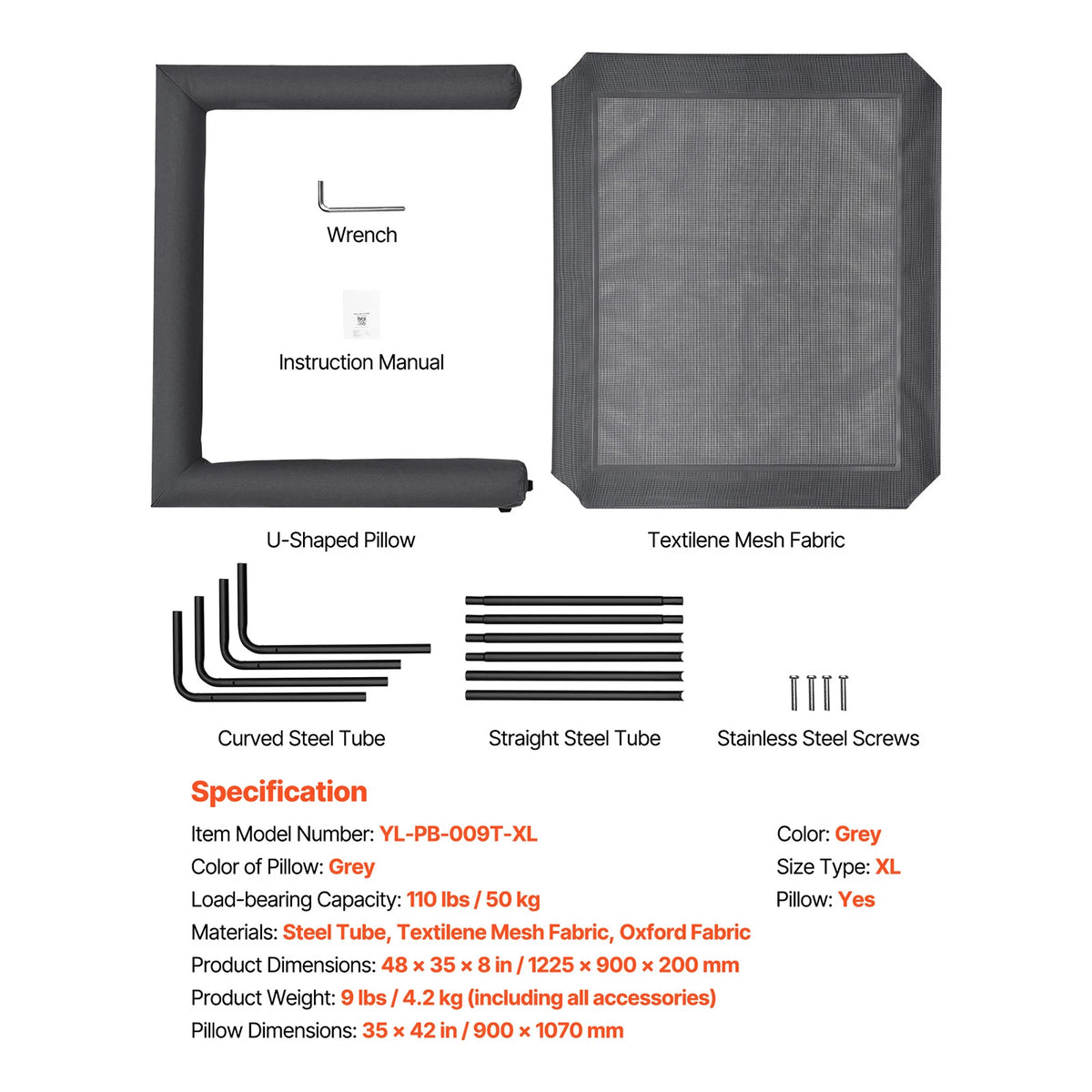 SucceBuy Elevated Dog Bed With Breathable Mesh And Metal Frame