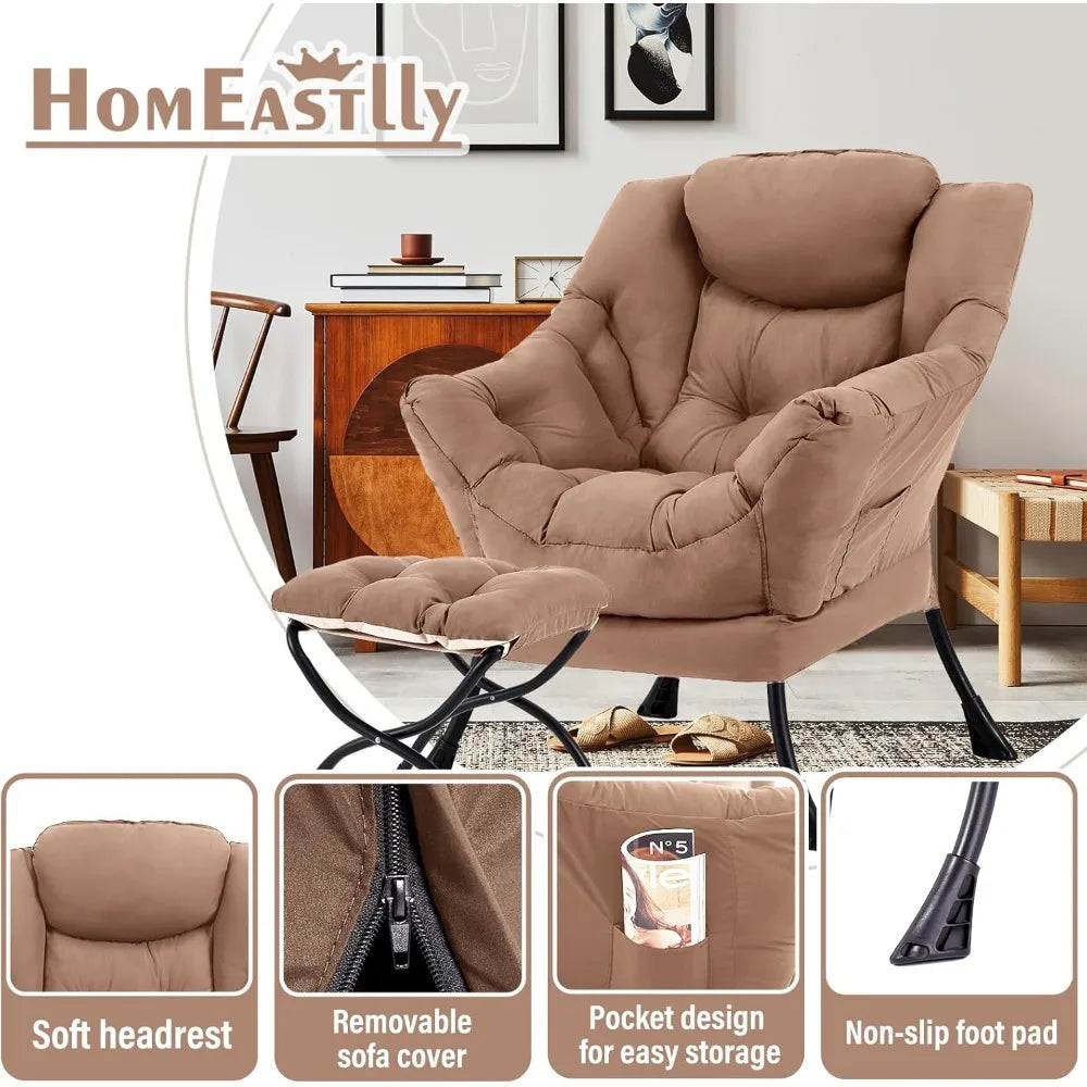 Elegant Reclining Chair And Ottoman Set With Footrest