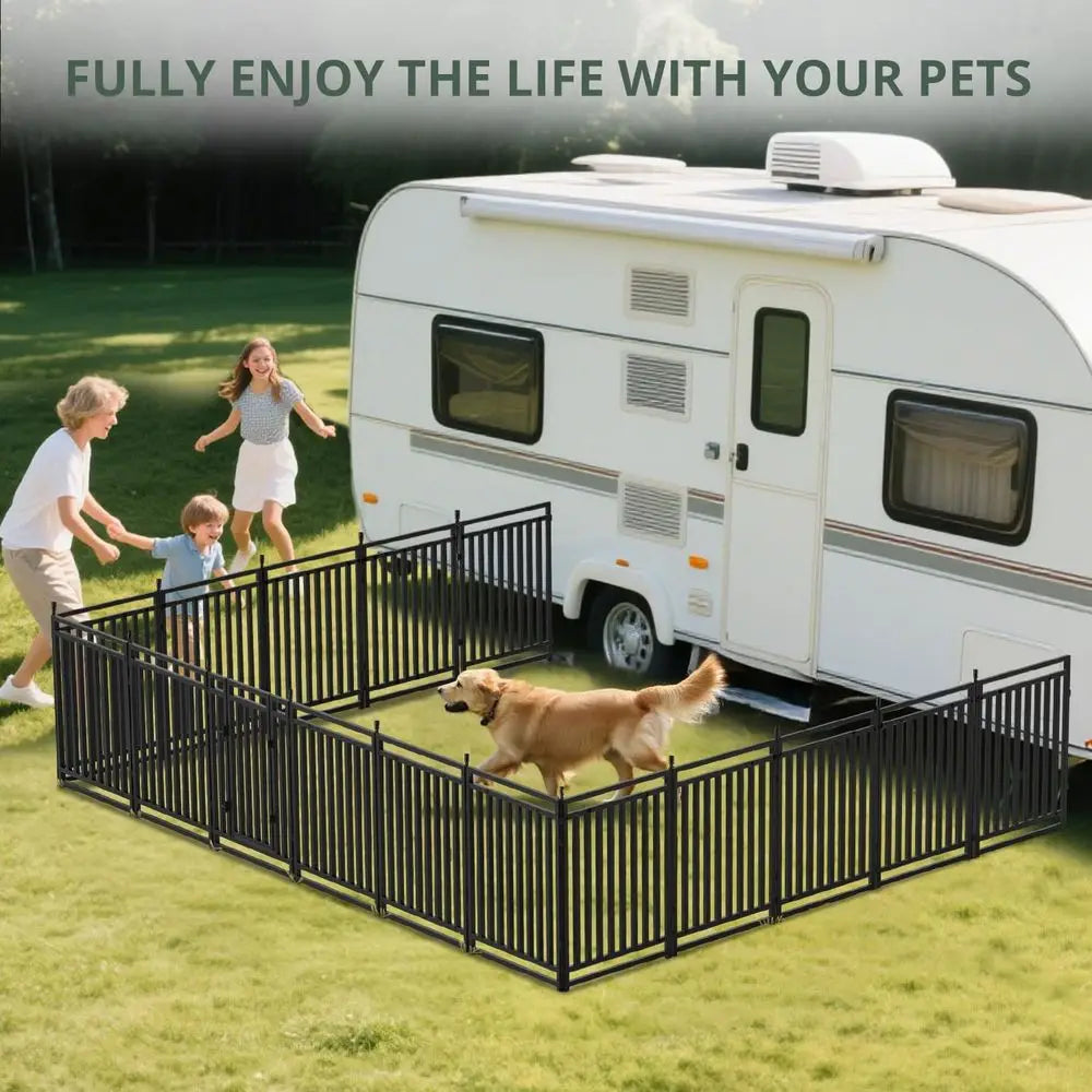 Portable Metal Dog Playpen for Indoor Outdoor Use and Camping