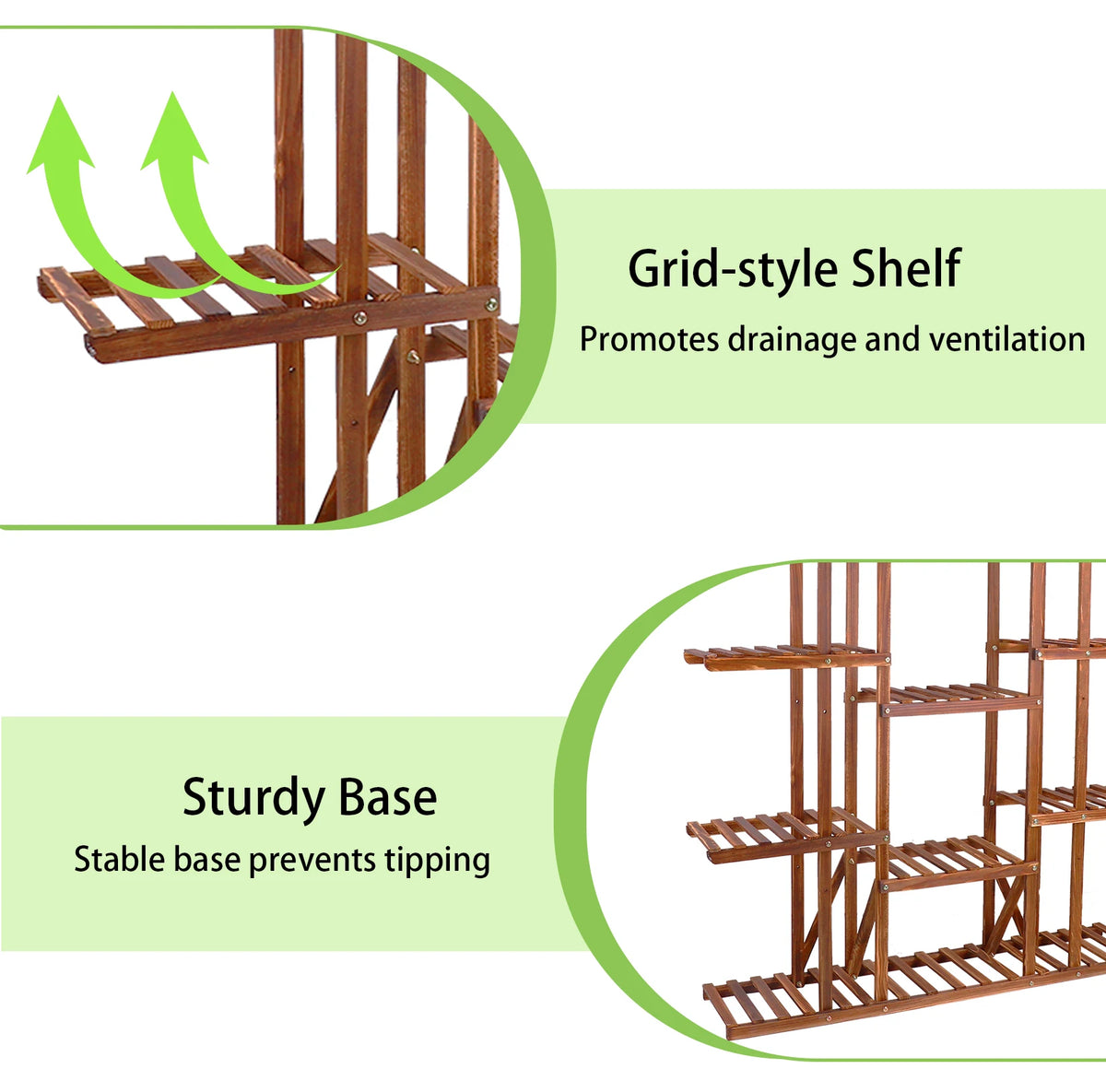 Wisfor Wooden Plant Shelf Multi Tier Flower Pot Display Stand