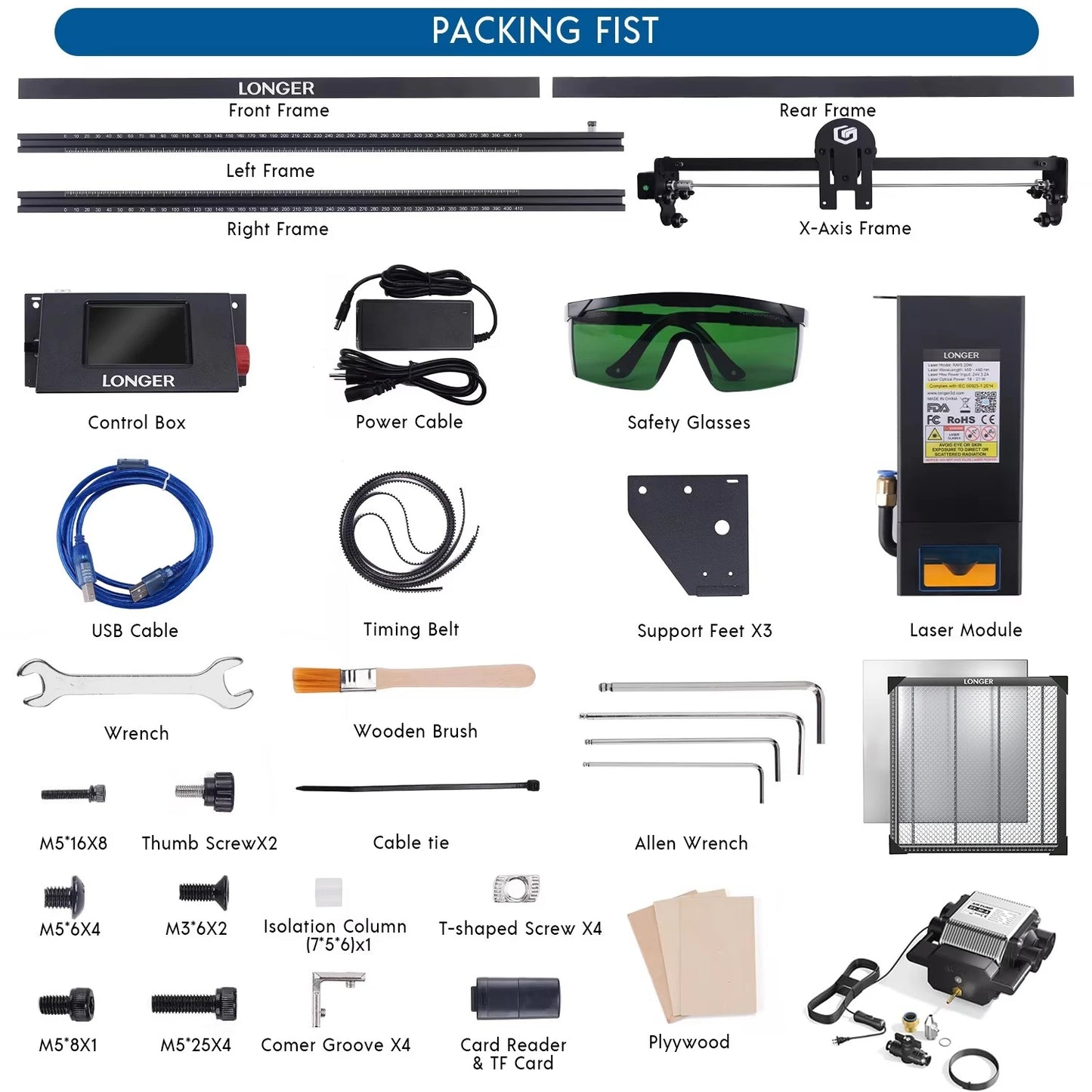 LONGER3D RAY5 20W Laser Cutting Engraving Machine With Air Pump Kit