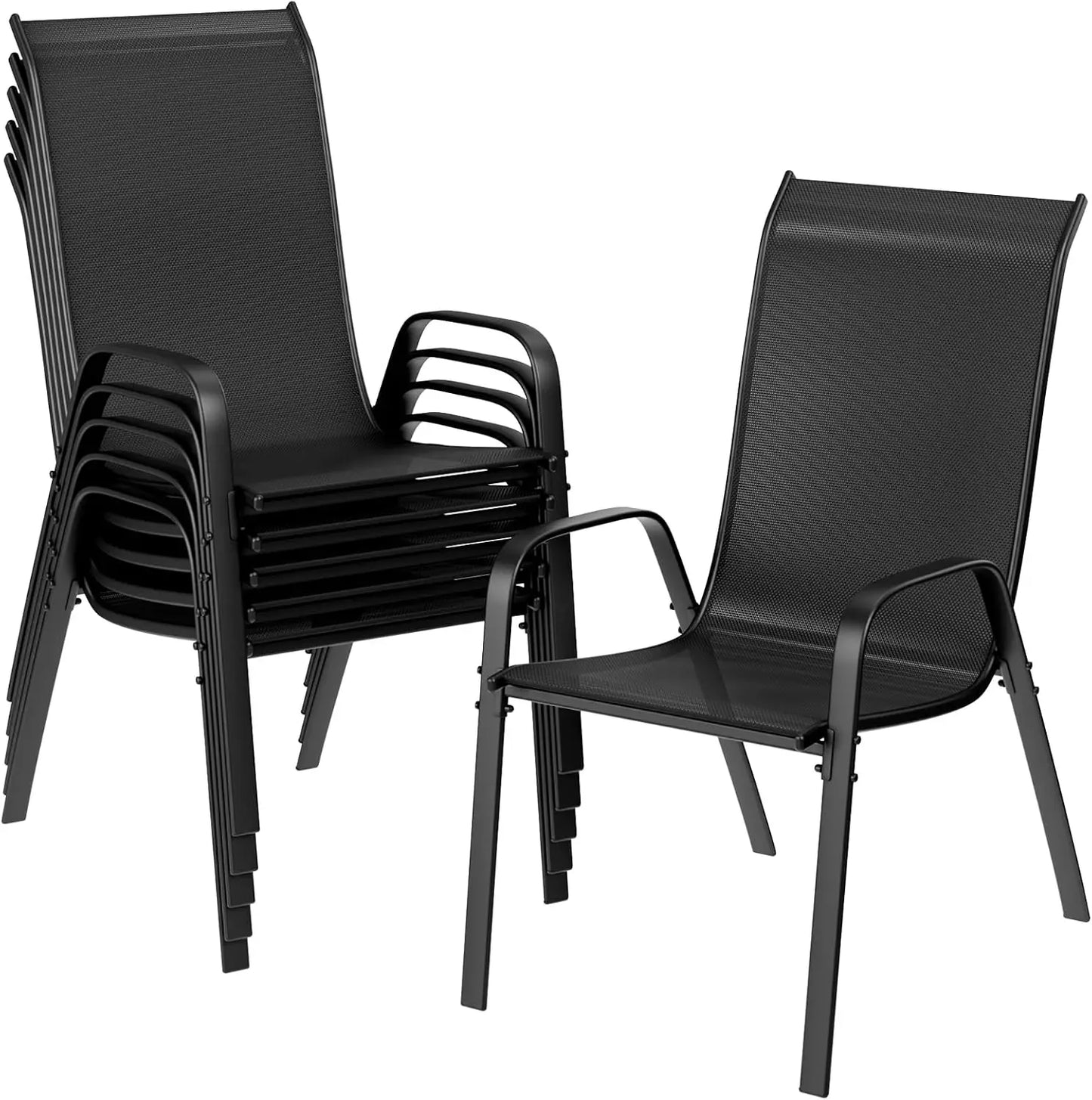AuAg Outdoor Stackable Dining Chairs, 6-Piece High Back Set