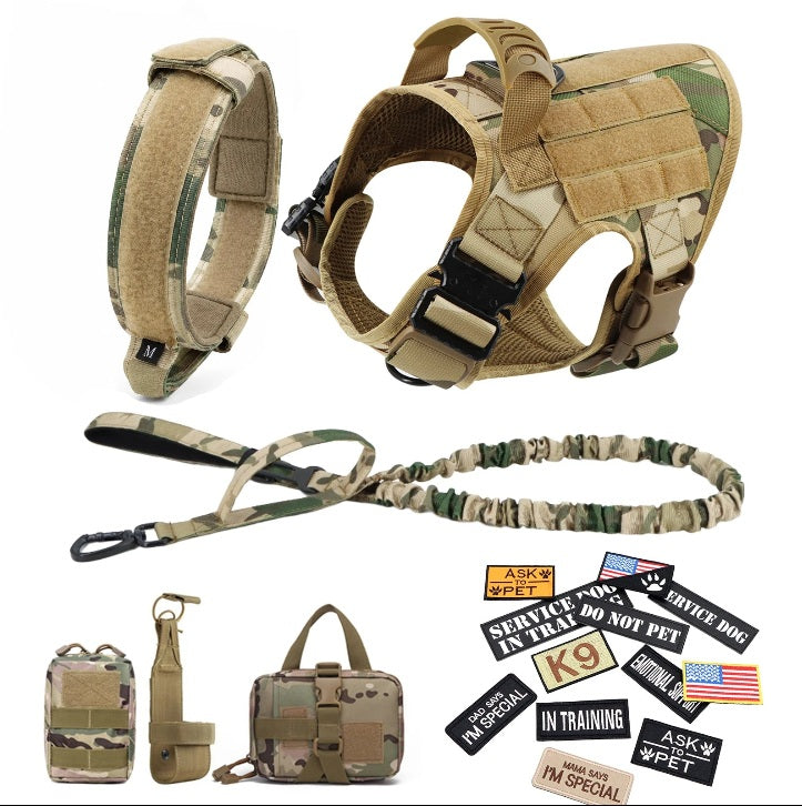 PETRAVEL Tactical Dog Harness Set With Collar Leash And Patches