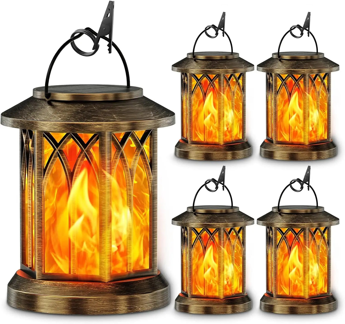 Waterproof Solar Flickering Flame Lantern For Outdoor Yard And Patio