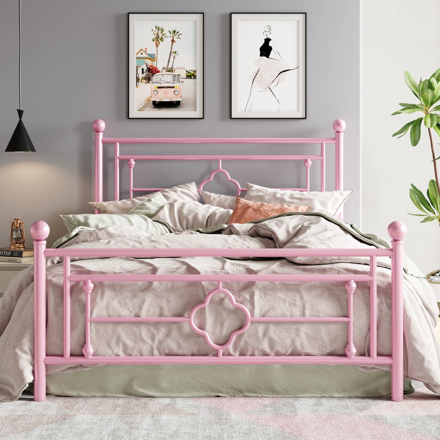 HOOMIC Vintage Victorian Wrought Iron Bed Frame With Headboard