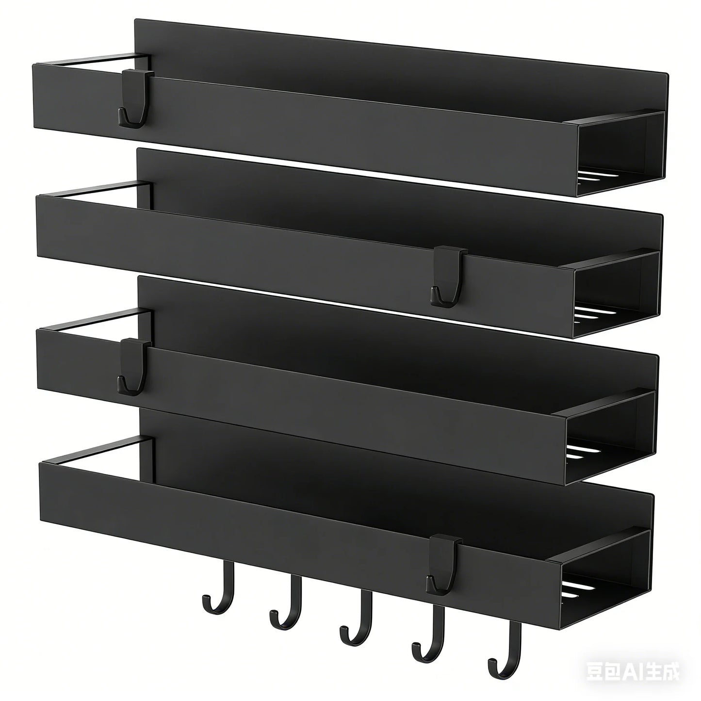 4 Pack Magnetic Spice Rack Organizer for Refrigerator and Oven, Black Fridge Organizers and Storage for Kitchen