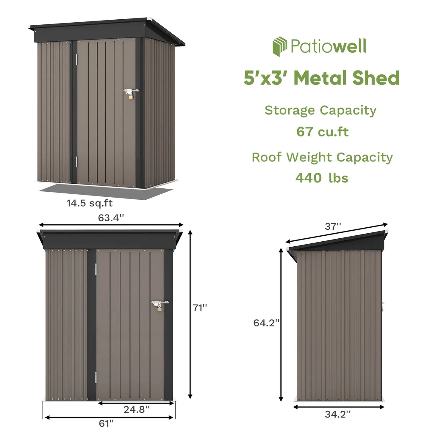 Victone Backyard Storage Shed With Sloped Roof And Lockable Door