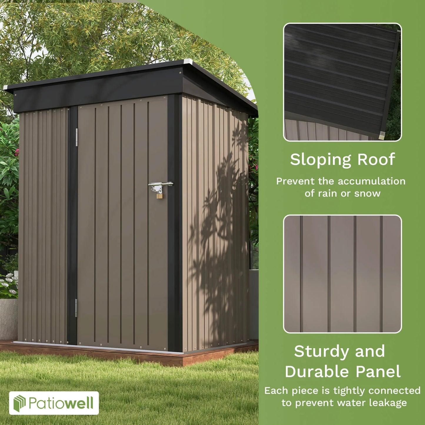 Victone Backyard Storage Shed With Sloped Roof And Lockable Door