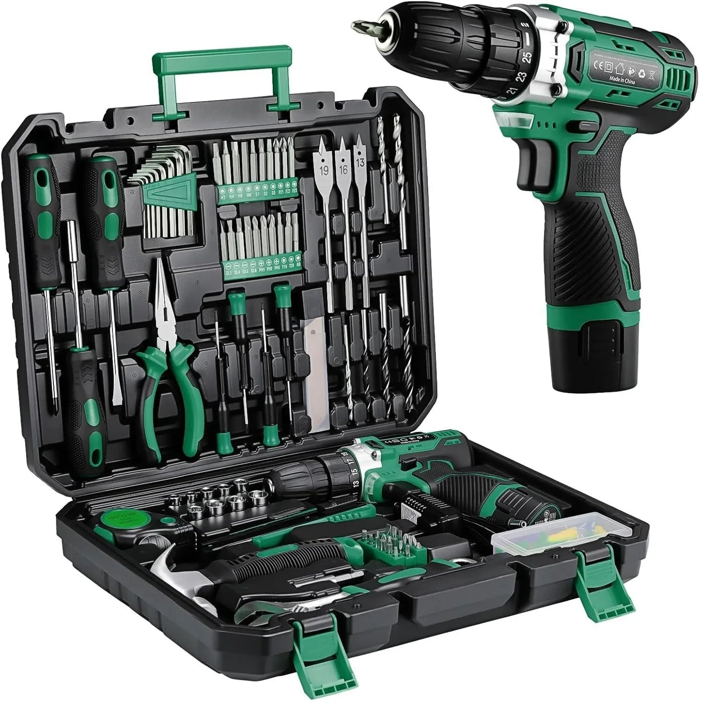 TLGREEN 138 Pcs Power Tool Set With 12V Cordless Drill