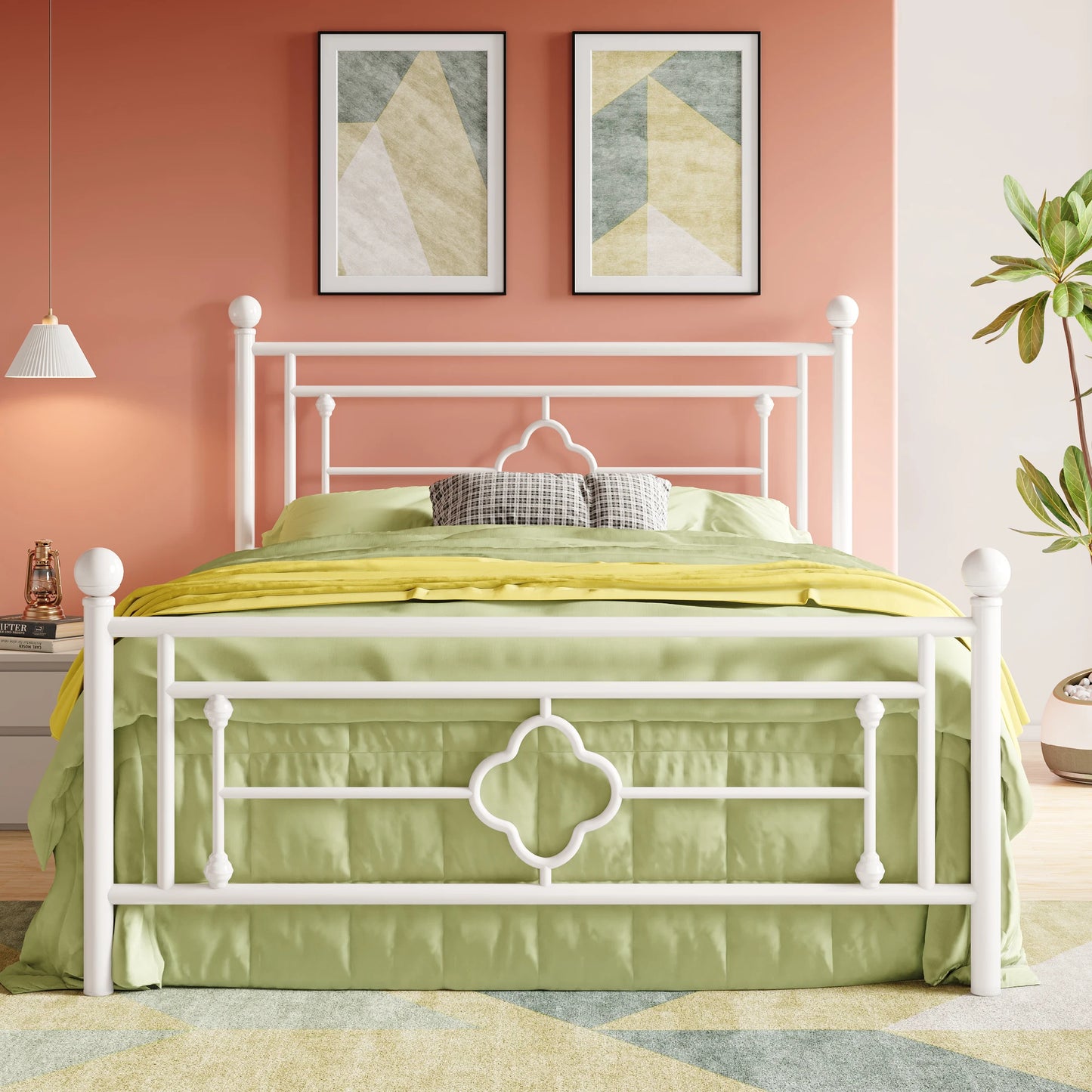 HOOMIC Vintage Victorian Wrought Iron Bed Frame With Headboard