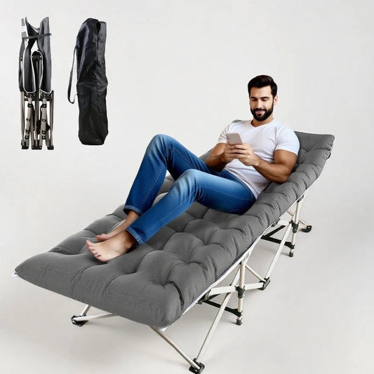 Foldable Portable Bed Outdoor Lounge Chair With Pearl Foam Mattress