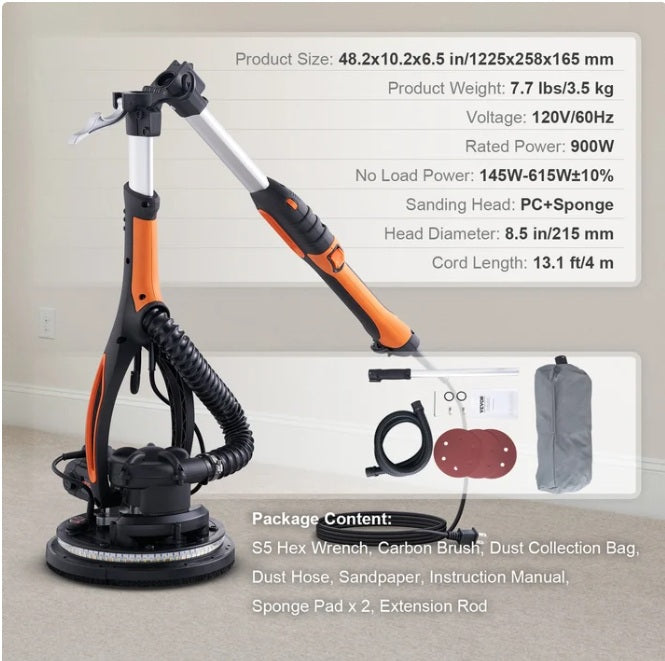 SucceBuy Variable Speed Drywall Sander with Self Suction Handle