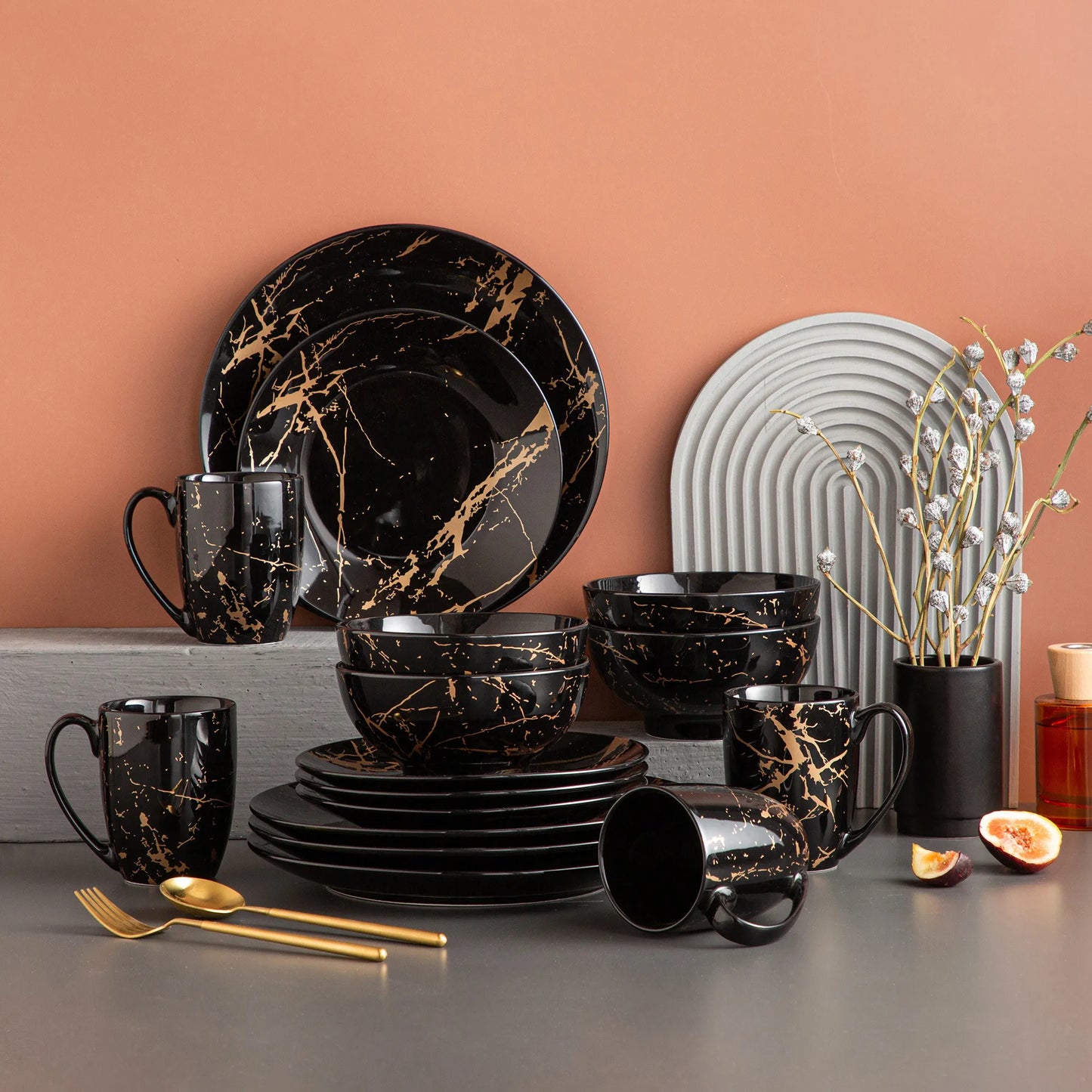MALACASA Durable Porcelain Dinnerware Set For Everyday Dining