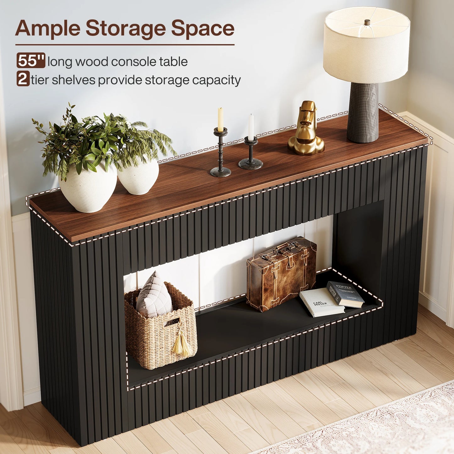 Tribesigns Console Table, 55-Inch Wood Entryway Table with Storage, Narrow Long Sofa Table Behind Couch Table for Living Room