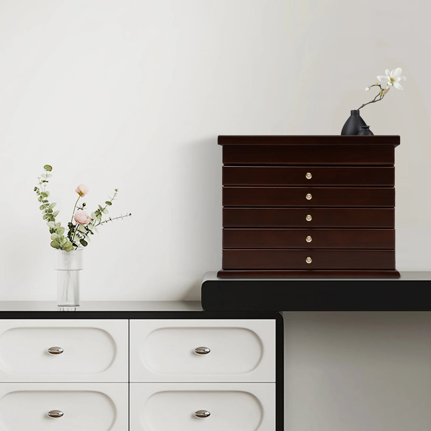 Bymaocar Jewelry Box Organizer Vintage Wood Storage Case