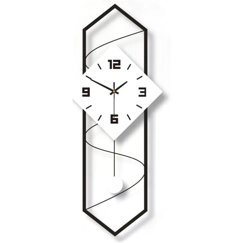 Quartz Swing Silent Wall Clock With Pendulum Metal Modern Decor