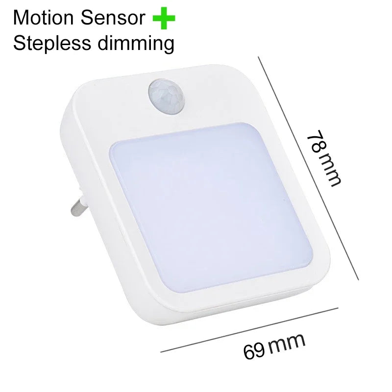 Htomaza Night Light With Motion Sensor LED Plug EU US
