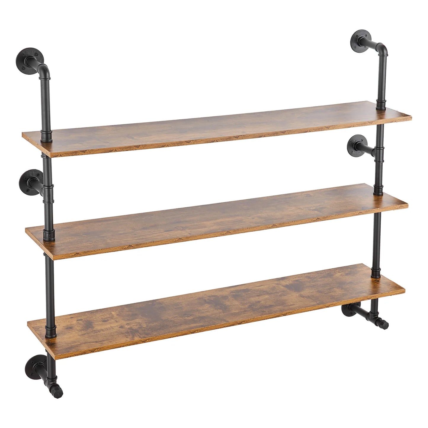 Industrial Pipe Shelf Wall Mount Rustic Wood Shelves Bracket Rack