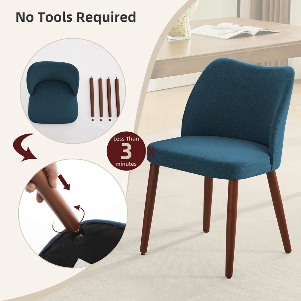 HiMISS Wingback Dining Chairs PU Leather Upholstered With Wood Legs