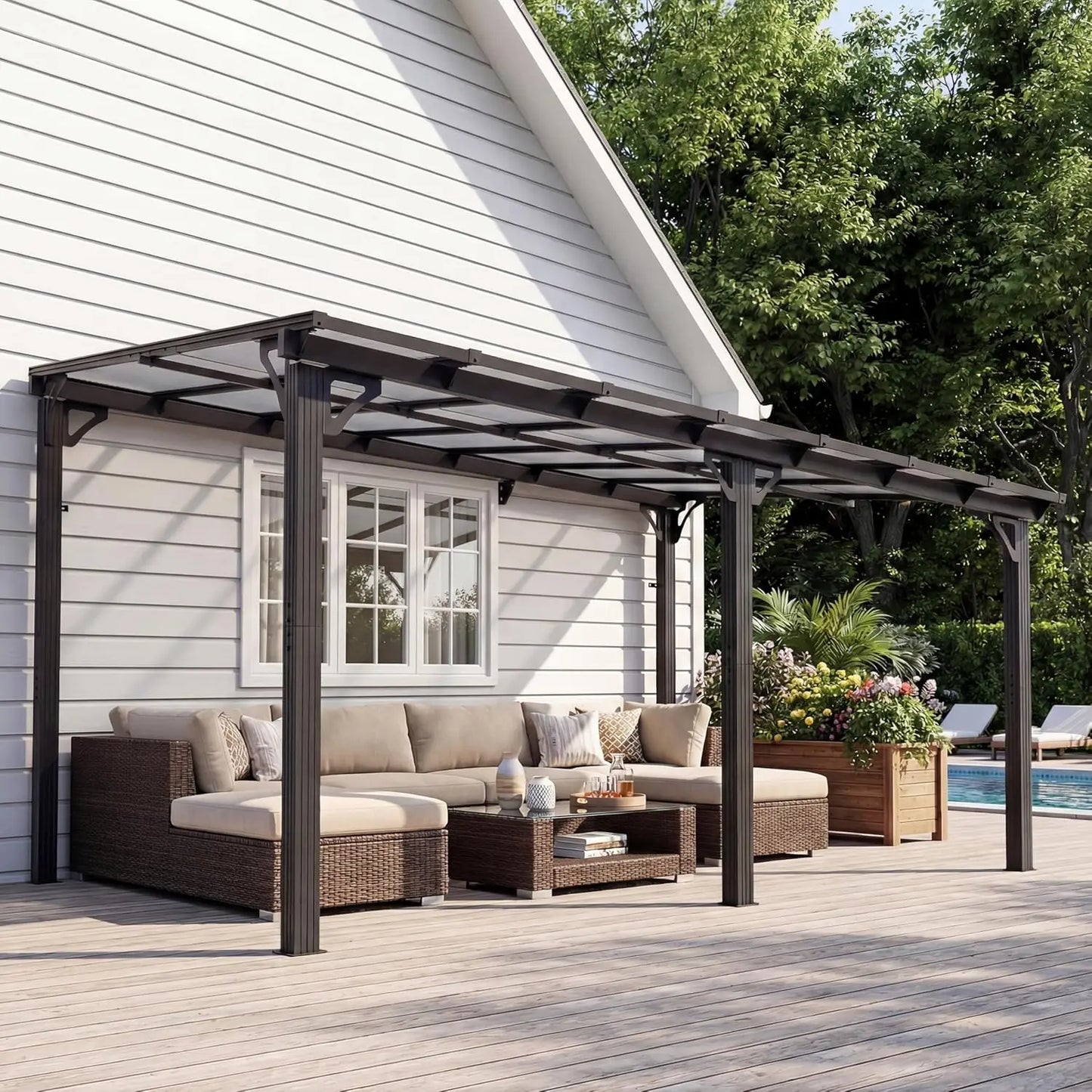 10x14 FT Lean to Gazebo, Pergolas and Gazebos Clearance, Awnings for Patio Covers for Shade and Rain Outdoor Gazebo, Customized