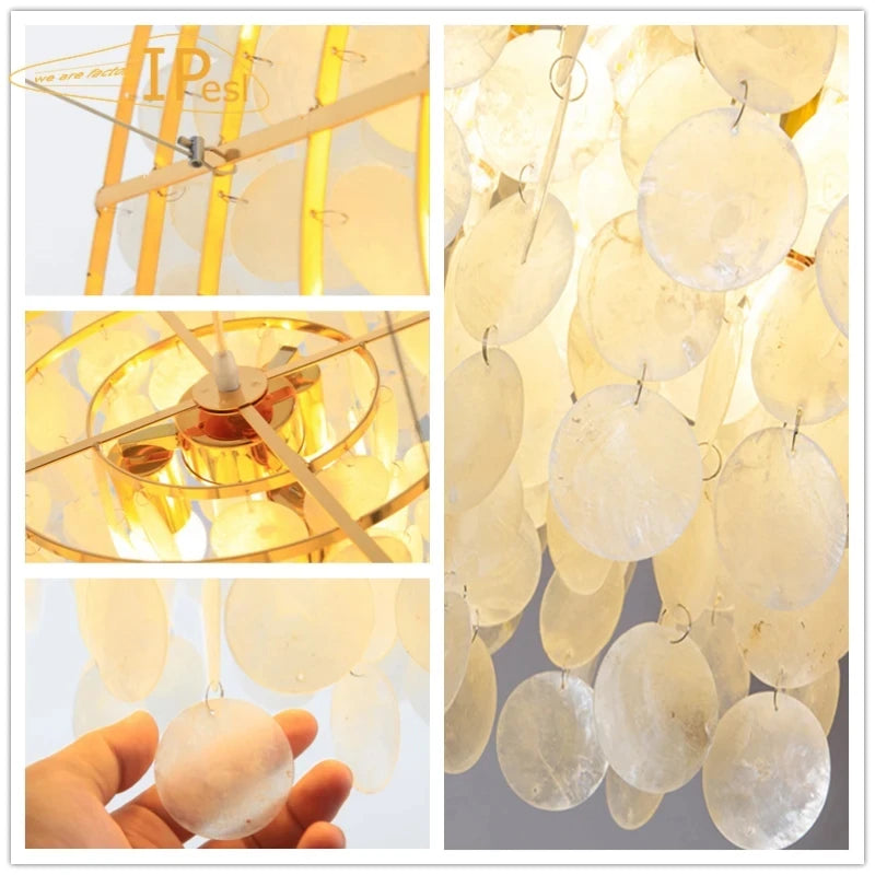 Nordic Modern Minimalist Shell Wind Chime Chandelier Romantic Living Room Restaurant Bedroom Led Decorate Ceilling Hanging Light
