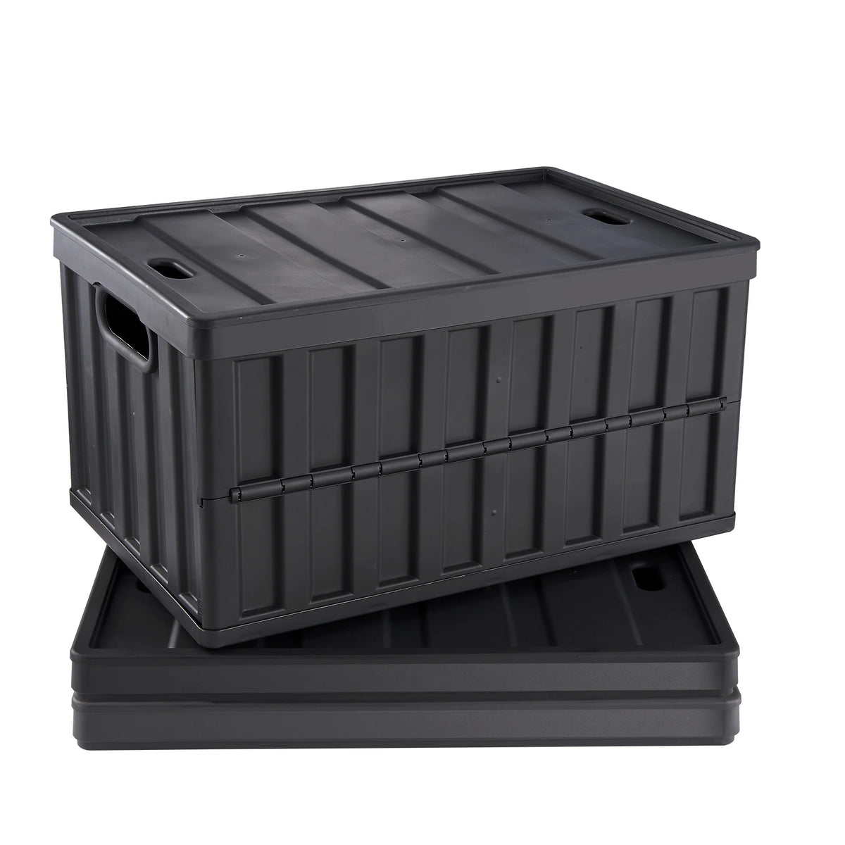 Stackable Collapsible Storage Bins With Lids, Three Piece Crate Set