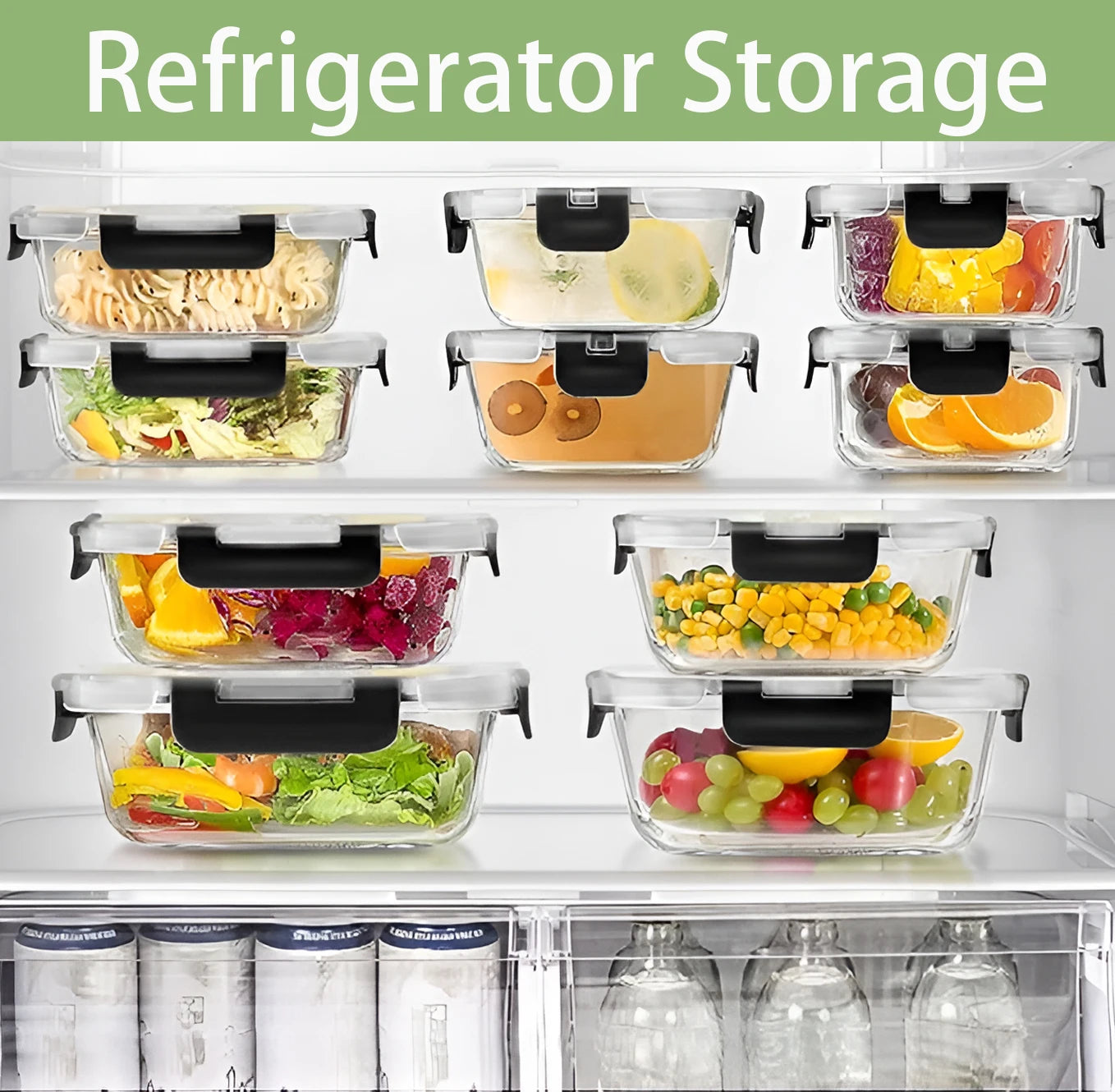 Glass Lunch Box Set 12 Pcs Airtight Meal Prep Containers