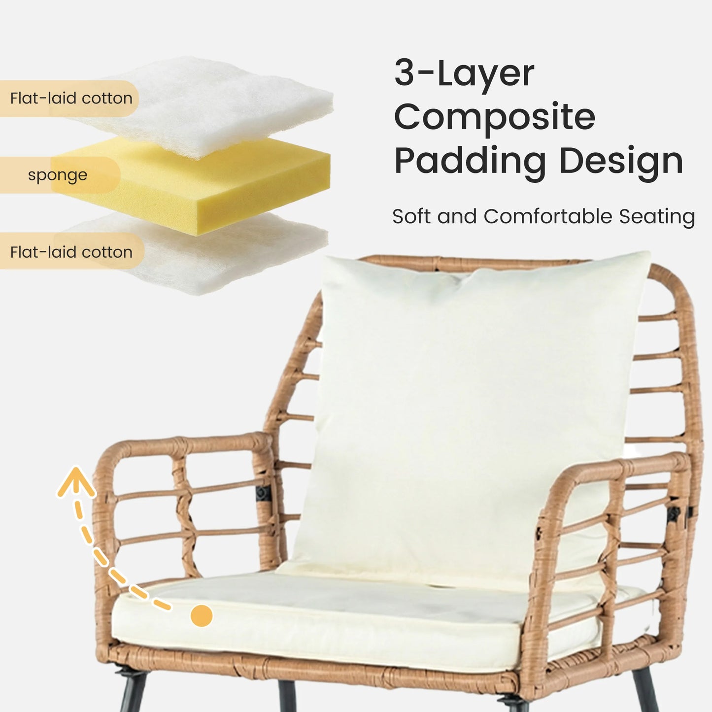 Outdoor Wicker Patio Furniture Set with Cushions and Glass Table