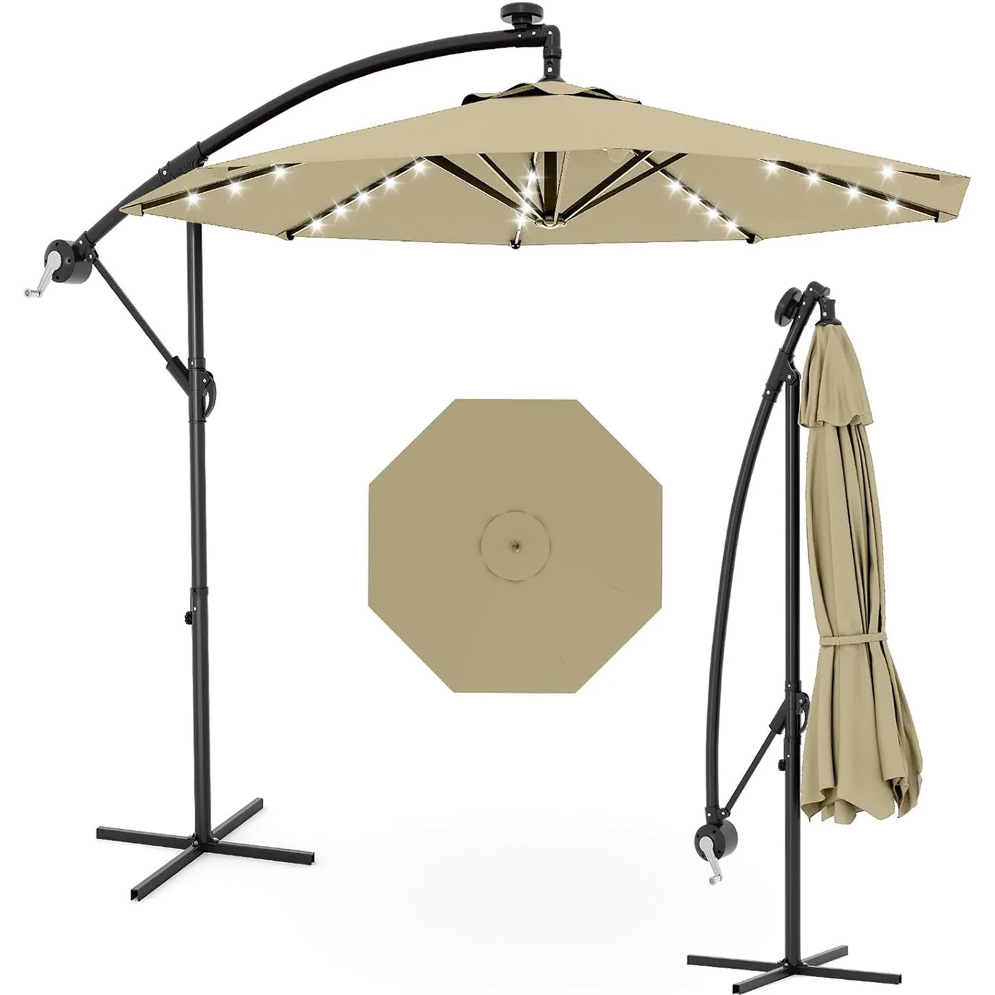 HiMISS Offset Patio Umbrella With Solar LED Lights