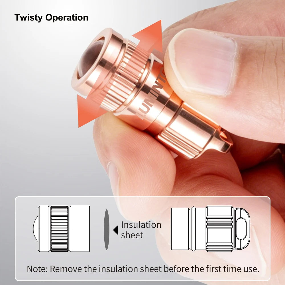 Copper Flashlight EDC LED Pocket Light Type USB C Rechargeable Lamp 10180 Li-ion Keychain Lantern Waterproof Mini Outdoor Torch