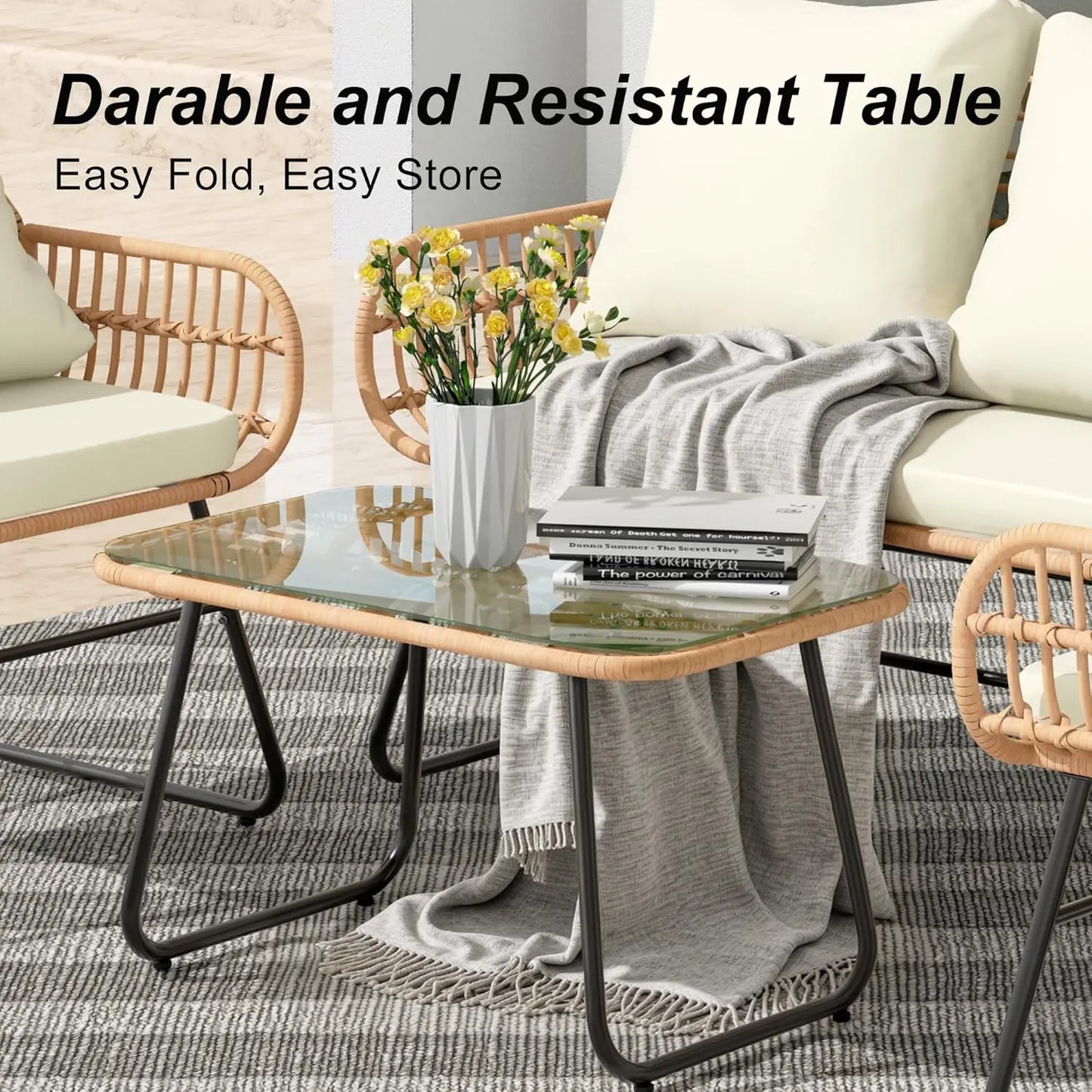 OEING All-Weather Wicker Outdoor Patio Furniture Set With Cushions